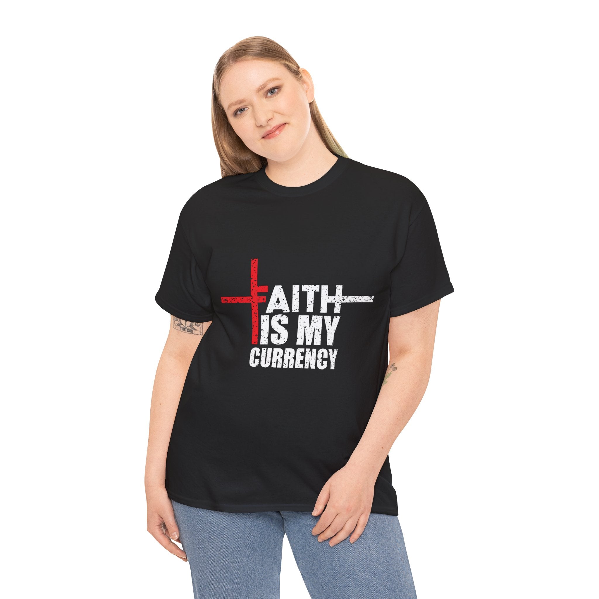 'Lax Apparels Faith Is My Currency Faith-Based Motivational T-Shirt, Unisex, Black Graphic Tee