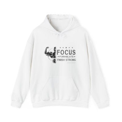 'Lax Apparels Focus. Formulate. Finish Strong Unisex, White Sweatshirt