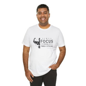 'Lax Apparels Focus. Formulate. Finish Strong Motivational T-Shirt, Unisex, White Graphic Tee