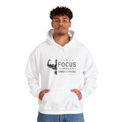 'Lax Apparels Focus. Formulate. Finish Strong Unisex, White Sweatshirt