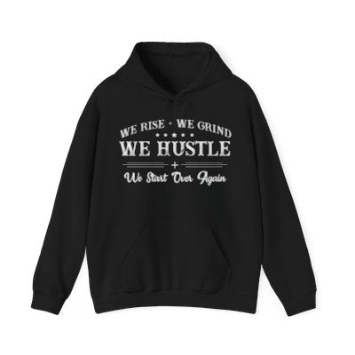 'Lax Apparels Rise. Grind. Hustle Motivational Hoodie, Unisex, Black Sweatshirt