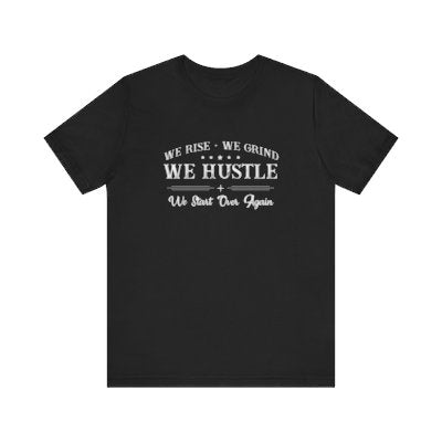 'Lax Apparels Rise. Grind. Hustle Motivational T-Shirt, Unisex, Black Graphic Tee